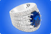 GRS Certified 15.27 Carats Total Oval Cut Sri Lanka Royal Blue Sapphire & Diamond Cocktail Ring in White Gold