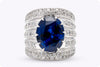 15.27 Carats Oval Cut Sapphire & Diamond Cocktail Wide Ring in White Gold