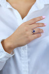 1.34 Carats Sapphire & Diamond Halo Princess Diana Engagement Ring in White Gold