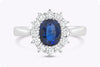 1.34 Carats Sapphire & Diamond Halo Princess Diana Engagement Ring in White Gold