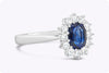 1.34 Carats Sapphire & Diamond Halo Princess Diana Engagement Ring in White Gold