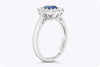 1.34 Carats Sapphire & Diamond Halo Princess Diana Engagement Ring in White Gold