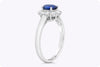 0.94 Carat Oval Cut Sapphire & Diamond Halo Engagement Ring in White Gold