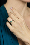 0.40 Carat Oval Cut Emerald & Diamond Halo Engagement Ring in White Gold