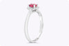 0.53 Carat Oval Cut Ruby & Diamond Halo Engagement Ring in White Gold