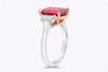 4.91 Carats Oval Cut Ruby & Diamond Three-Stone Engagement Ring in Platinum