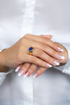 4.21 Carats No Heat Blue Sapphire Bezel-Set Fashion Ring in Yellow Gold