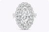 5.01 Carats Oval Cut Diamond & Cluster Cocktail Fashion Ring in Platinum