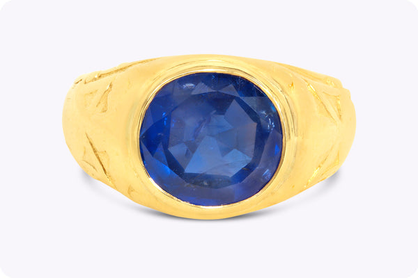 Antique Tiffany & Co. 4.21 Carats No Heat Burmese Sapphire Ring in Yellow Gold