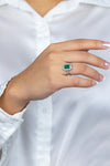 GIA Certified 1.86 Carats Emerald Cut Emerald & Diamond Engagement Ring in Platinum