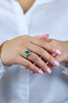 GIA Certified 2.51 Carats Oval Cut Colombian Emerald & Diamond Engagement Ring in Platinum