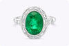 GIA Certified 2.51 Carats Oval Cut Colombian Emerald & Diamond Engagement Ring in Platinum