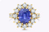 GIA Certified 6.17 Carats Oval Cut Color Change Sapphire & Diamond Cocktail Ring in Yellow Gold