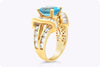 2.70 Carats Oval Cut Aquamarine & Diamond Vintage Fashion Ring in Yellow Gold