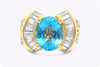 2.70 Carats Oval Cut Aquamarine & Diamond Vintage Fashion Ring in Yellow Gold