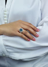 GIA Certified 2.98 Carat Natural Black Opal & Diamond Cocktail Ring in Platinum