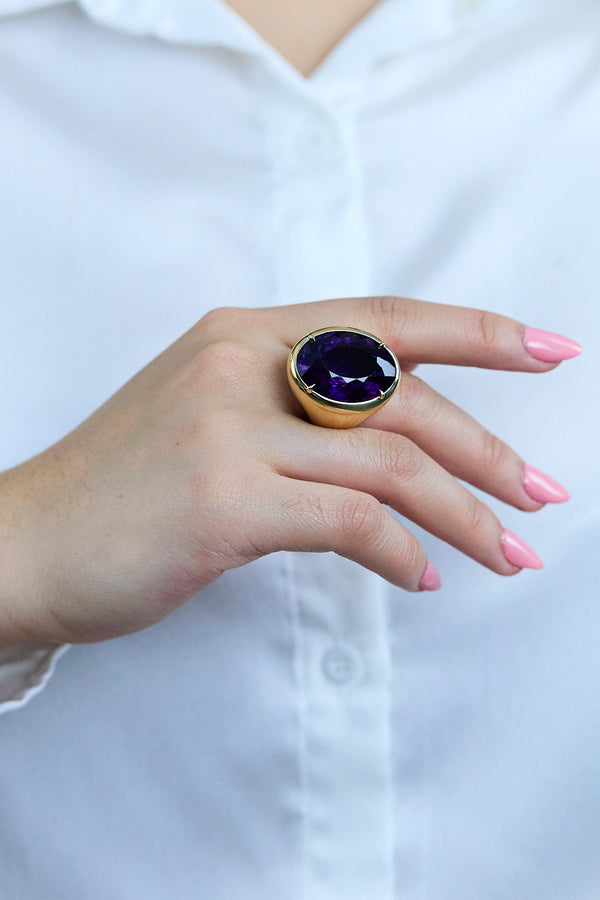 Oval Cut Amethyst Cocktail Ring
