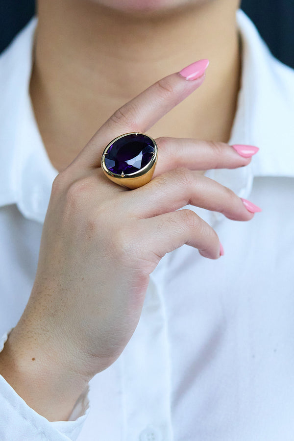 37.76 Carats Oval Cut Amethyst Cocktail Ring
