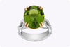8.77 Carat Oval Cut Peridot and Diamond Fashion Ring in Platinum and Yellow Gold