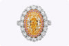 GIA Certified 8.11 Carats Total Oval-Cut Diamond Double Halo Engagement Ring in Yellow Gold & Platinum