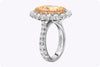GIA Certified 8.11 Carats Total Oval-Cut Diamond Double Halo Engagement Ring in Yellow Gold & Platinum