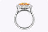 GIA Certified 8.11 Carats Total Oval-Cut Diamond Double Halo Engagement Ring in Yellow Gold & Platinum