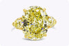 Cartier GIA Certified 13.46 Carat Oval Cut Fancy Intense Yellow Diamond Three-Stone Engagement Ring in Yellow Gold