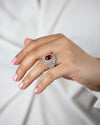 3.76 Carat Cabochon Ruby & Diamond Dome Cocktail Ring in Two-Tone Gold