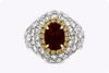 3.76 Carat Cabochon Ruby & Diamond Dome Cocktail Ring in Two-Tone Gold