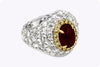 3.76 Carats Cabochon Ruby, Mixed Cut Yellow & White Diamond Dome Cocktail Ring in White Gold