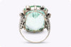 Antique 34.18 Carats Oval Cut Green Aquamarine & Diamond Cocktail Ring in White Gold