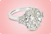 GIA Certified 5.09 Carat Oval Cut Diamond Three Stone Engagement Ring in Platinum