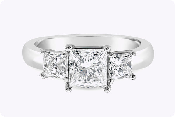 GIA Certified 1.04 Carats Princess Cut Diamond Three-Stone Engagement Ring in Platinum