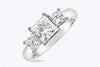 GIA Certified 1.04 Carats Princess Cut Diamond Three-Stone Engagement Ring in Platinum