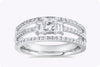1.05 Carats Total Mixed Cut Diamond Three-Row Open-Work Engagement Ring in White Gold