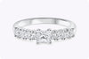 0.39 Carat Princess Cut Diamond Side Stone Engagement Ring in White Gold