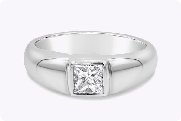 0.52 Carat Princess Cut Diamond Engagement Ring in White Gold