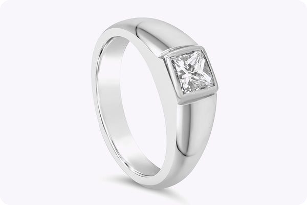 0.52 Carat Princess Cut Diamond Engagement Ring in White Gold