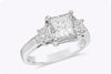 GIA Certified 2.01 Carats Princess Cut Diamond Three Stone Engagement Ring in Platinum