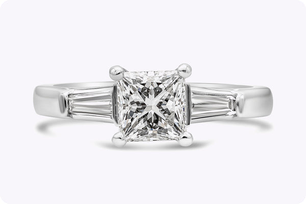 GIA Certified 1.04 Carats Princess Cut Diamond Three-Stone Engagement Ring in Platinum