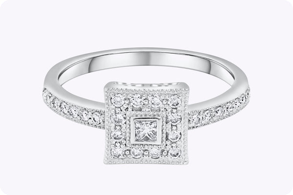 Charriol 0.37 Carats Total Princess Cut Diamond Antique Engagement Ring in White Gold