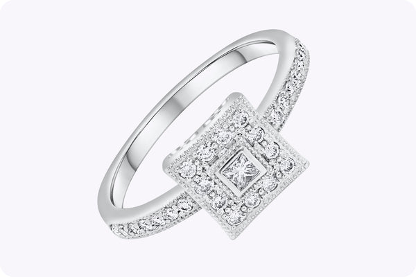 Charriol 0.37 Carats Total Princess Cut Diamond Antique Engagement Ring in White Gold