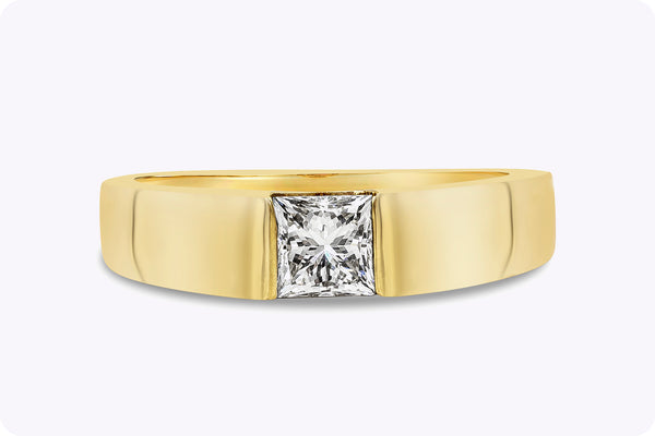 GIA Certified 0.70 Carat Princess Cut Diamond Engagement Ring in Yellow Gold