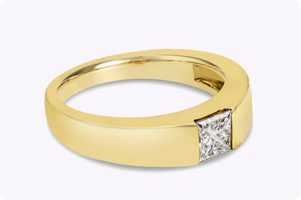 GIA Certified 0.70 Carat Princess Cut Diamond Engagement Ring in Yellow Gold