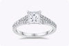GIA Certified 1.06 Carats Princess Cut Diamond Engagement Ring with Side Stones in White Gold