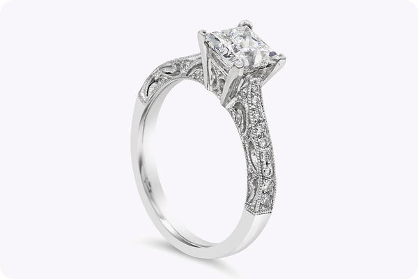 GIA Certified 1.22 Carats Princess Cut Diamond Engagement Ring in White Gold