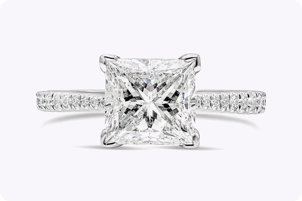 2.03 Carats Princess Cut Diamond Engagement Ring in White Gold