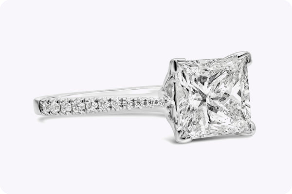 2.03 Carats Princess Cut Diamond Engagement Ring in White Gold