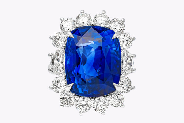 GIA Certified 22.05 Carats Cushion Cut Sapphire Engagement Ring in White Gold