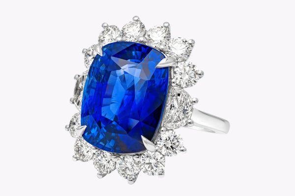 GIA Certified 22.05 Carats Cushion Cut Sapphire Engagement Ring in White Gold